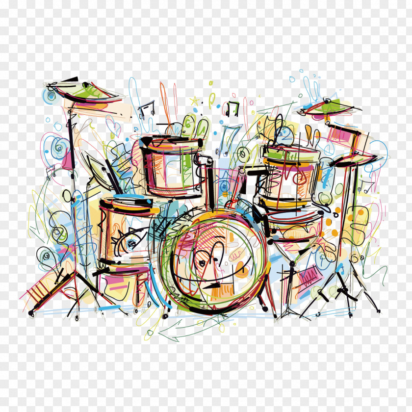 Painted Drums Musical Instrument Drawing PNG