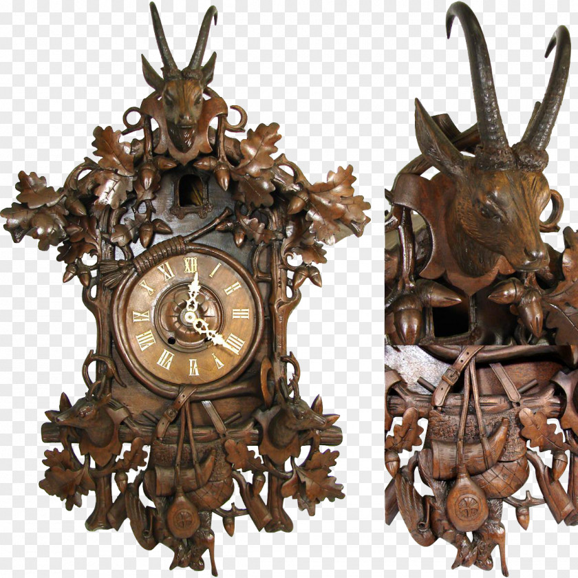 Clock Cuckoo Black Forest Antique Mantel PNG