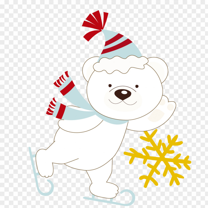 Skating Of Polar Bear Material Christmas PNG
