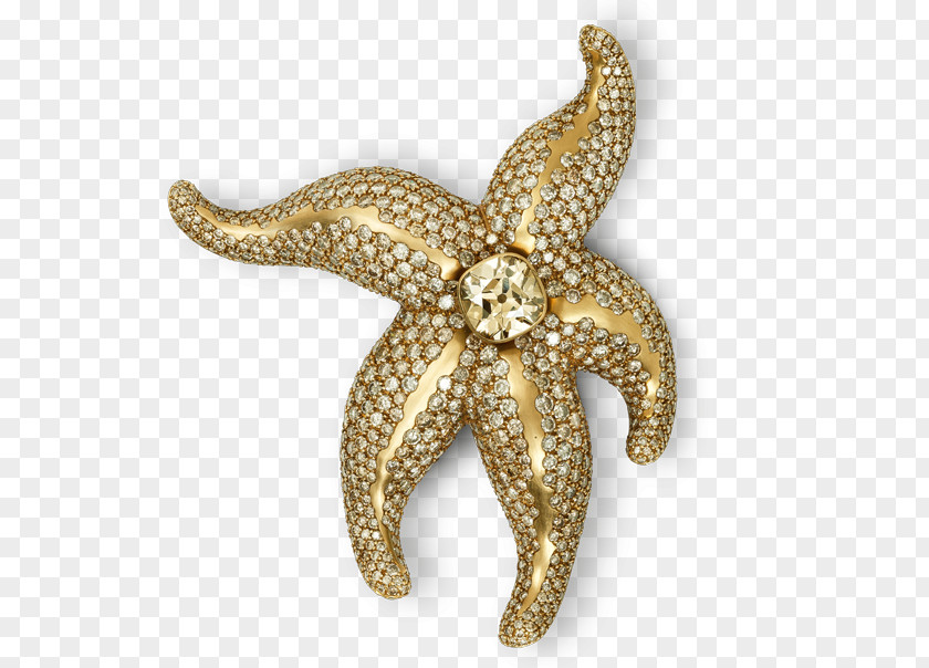 Brooch Jewellery Gold Starfish Diamond PNG