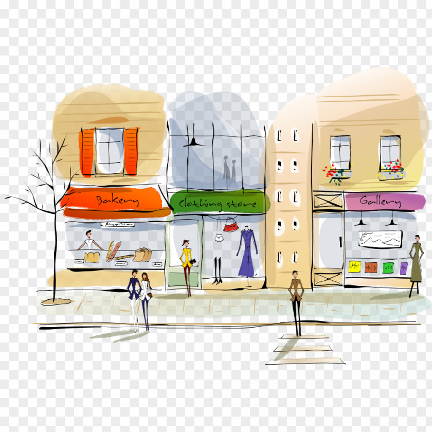 General Store Illustration The Architecture Of City Drawing Download PNG