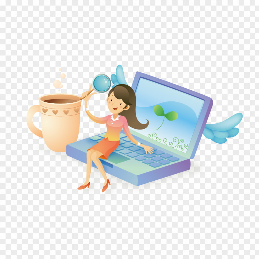Computer Girl Euclidean PNG , The person sitting on your computer clipart PNG
