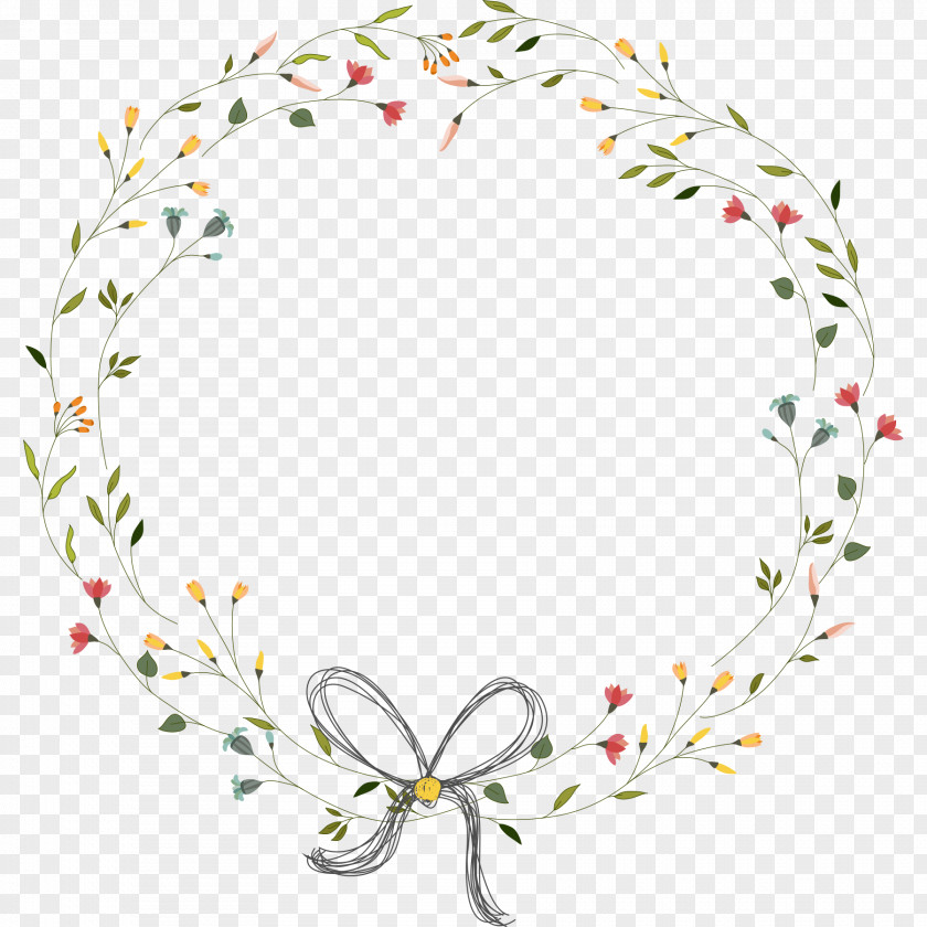 Pretty Bow Garland Flower Picture Frame Wallpaper PNG