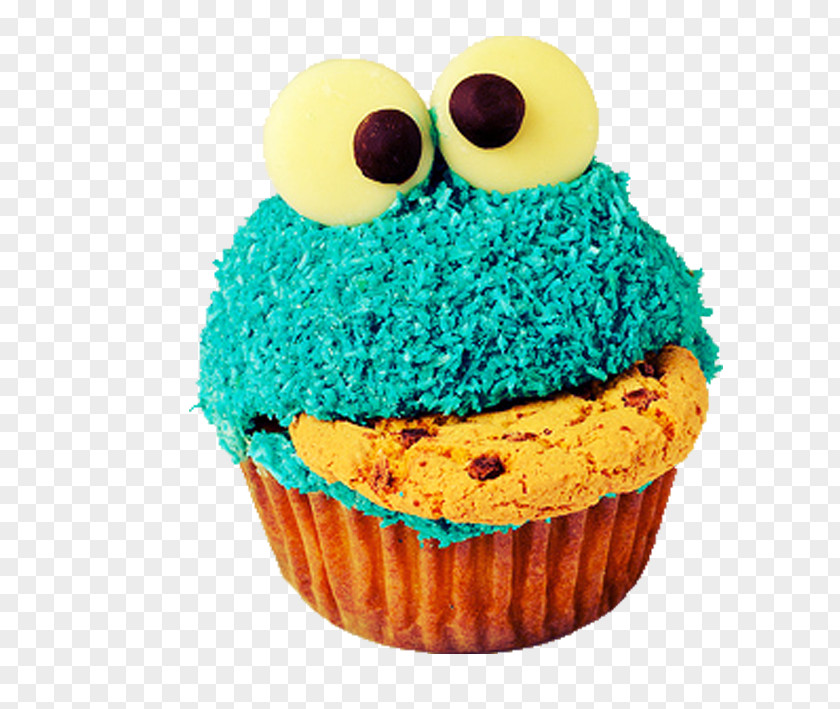 Cake Cookie Monster Cupcake Icing Chocolate Chip Muffin PNG
