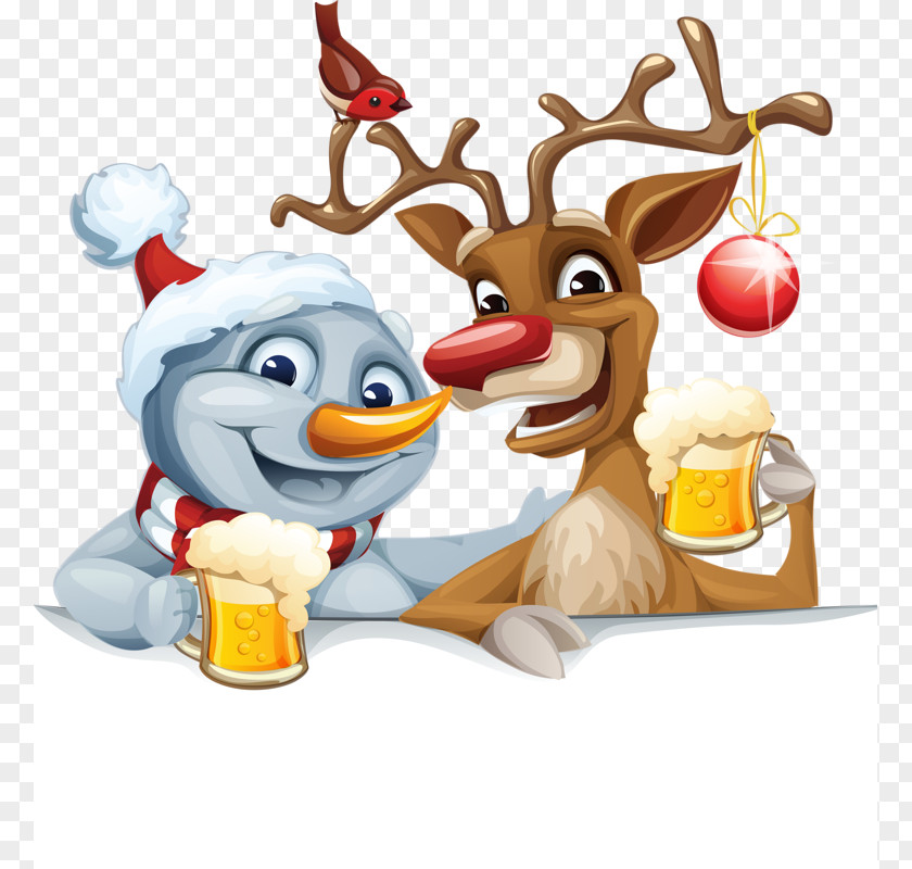 Elk And Snowman Santa Claus's Reindeer Christmas Clip Art PNG