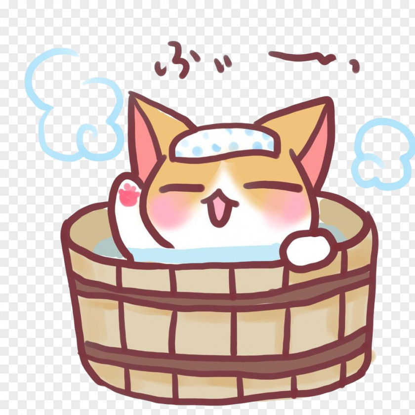 Bath Time Cat Image Hot Spring Vector Graphics PNG