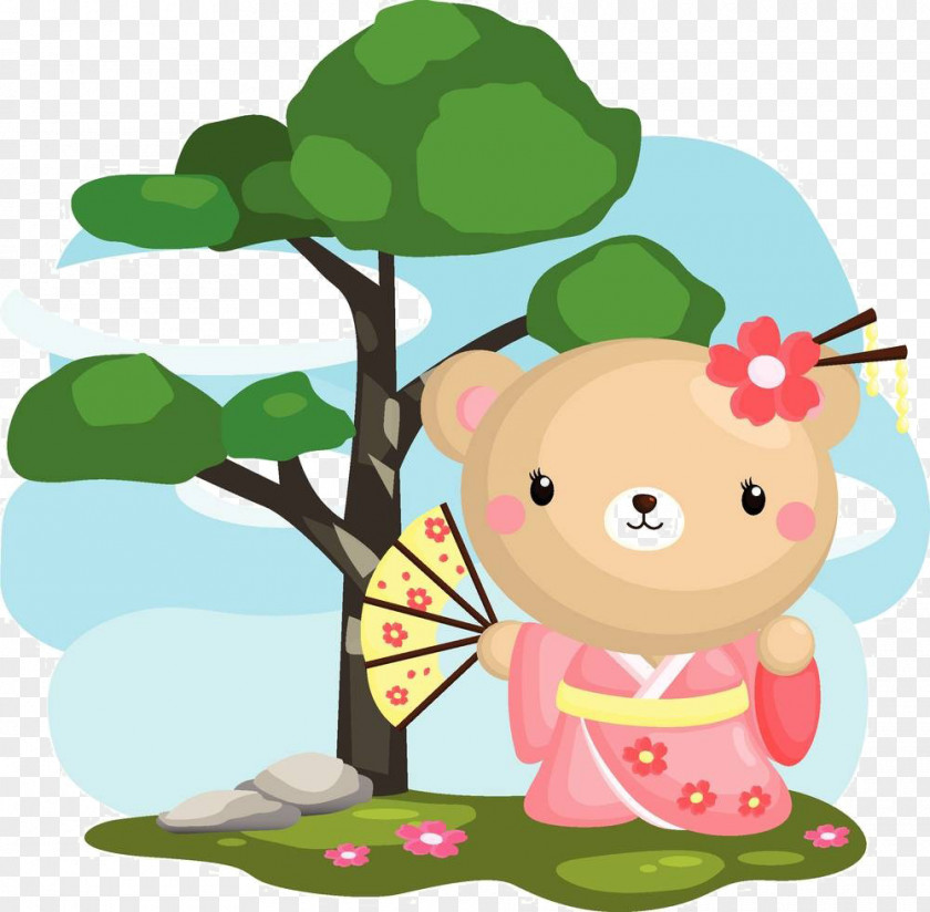 Cartoon Bear Tree Photography Illustration PNG