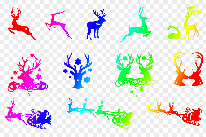 Creative Multicolored Christmas Collection Tree Santa Claus Clip Art PNG