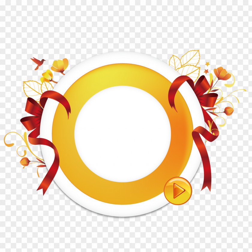 Yellow Decorative Ring Flower Ribbon Euclidean Vector PNG