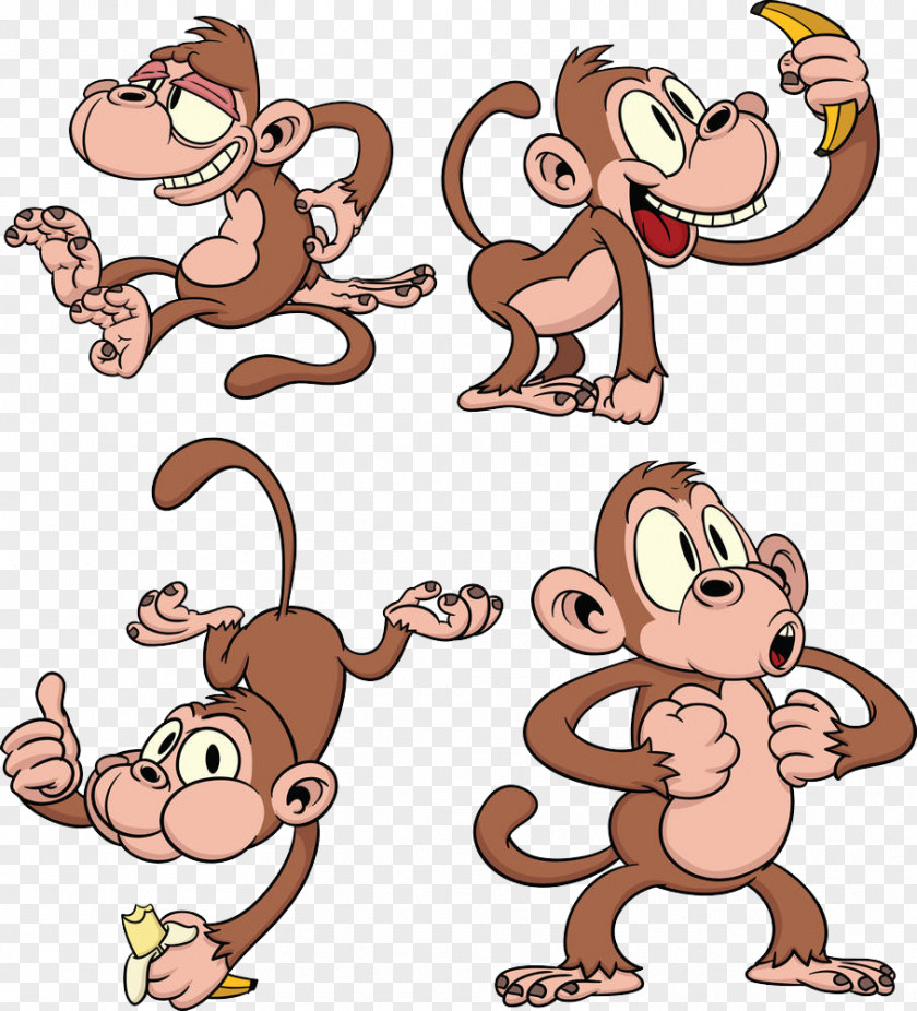 4 Monkeys Monkey Cartoon Clip Art PNG