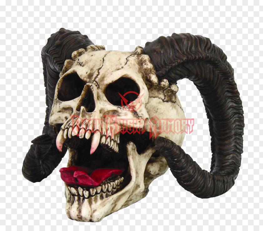 Skull Horn Demon Skeleton Statue PNG