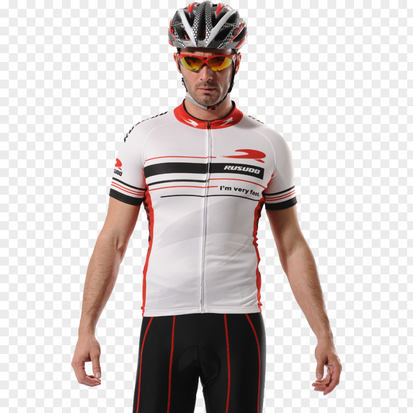 Model Wearing A White Jersey Bicycle Helmet T-shirt Clothing PNG