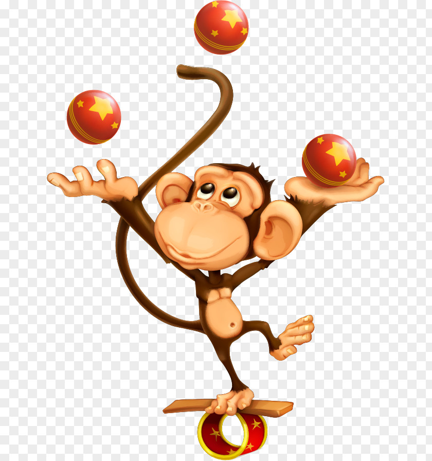 Vector Little Monkey Juggling Circus Royalty-free PNG
