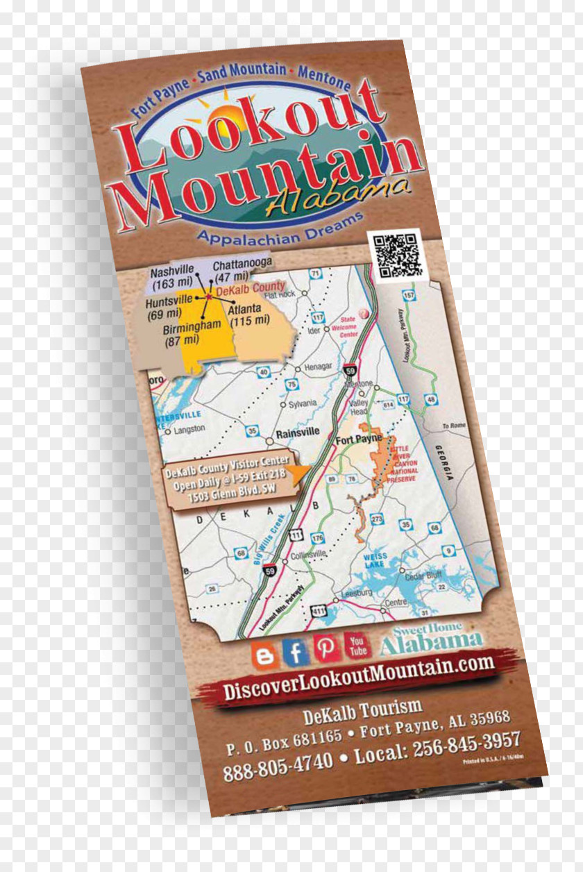 Brochure Mockup DeKalb County, Alabama Lookout Mountain Map Guidebook PNG