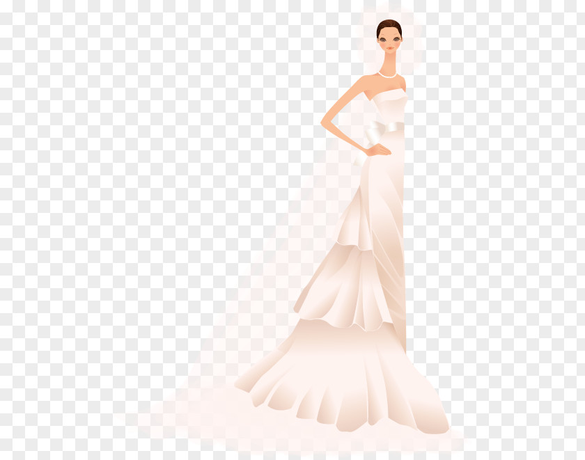 Vector Beautiful Bride Wedding Cocktail Dress Satin Gown PNG