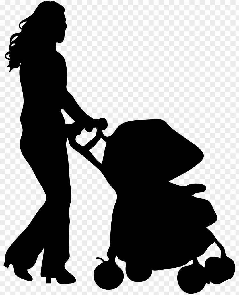 Female Silhouette With Baby Stroller Clip Art Image Transport PNG