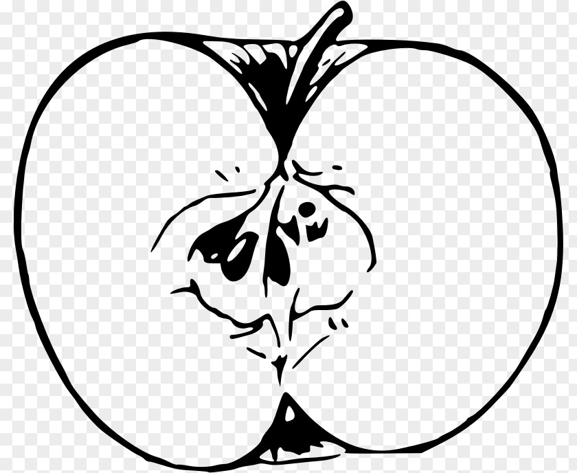 Apple Black And White Line Art Clip PNG