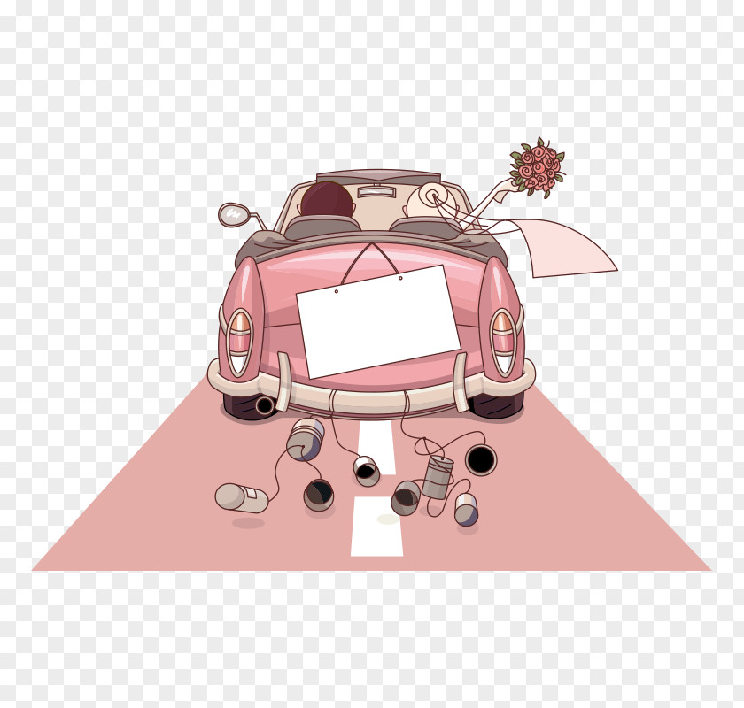 Marry,Wedding Car Wedding Invitation Bride Cartoon Illustration PNG