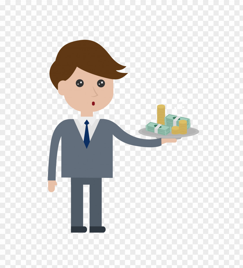 Vector Color Cartoon Man Holding The Dollar Euclidean PNG