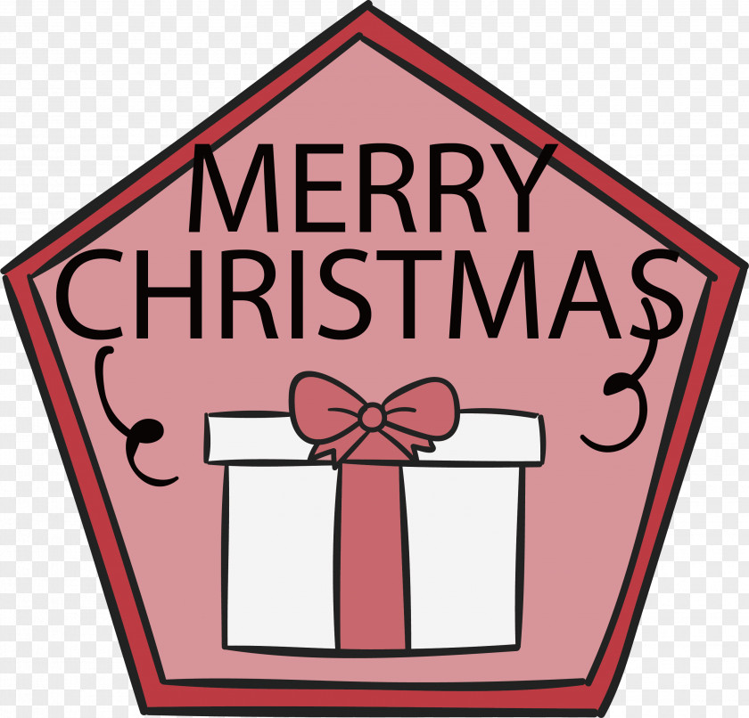 Pentagon Pink Gift Box Tag Christmas Decoration Ornament PNG