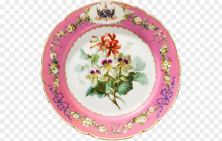 Plate Platter Porcelain Floral Design Saucer PNG