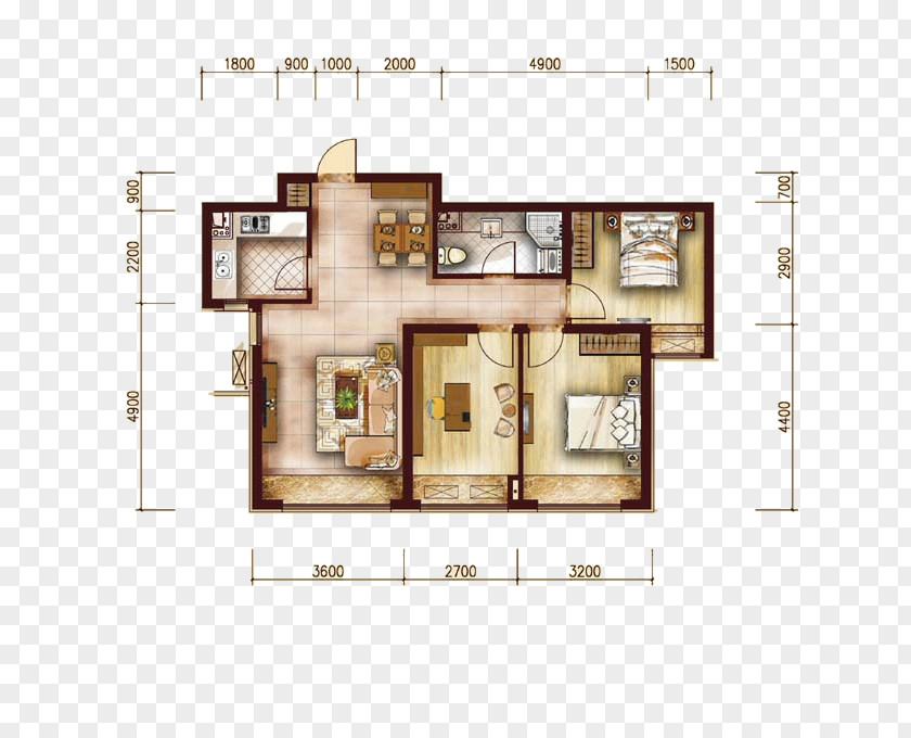 TwoBedroom House Layout Interior Design Services Feng Shui PNG