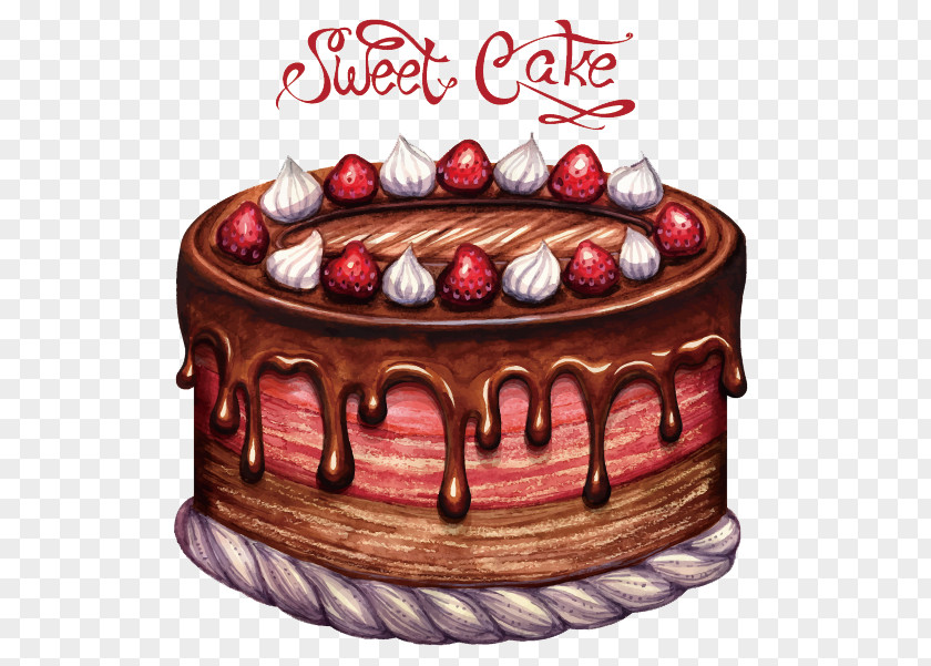 Vector Cartoon Cake Cupcake Chocolate Wedding Drawing PNG