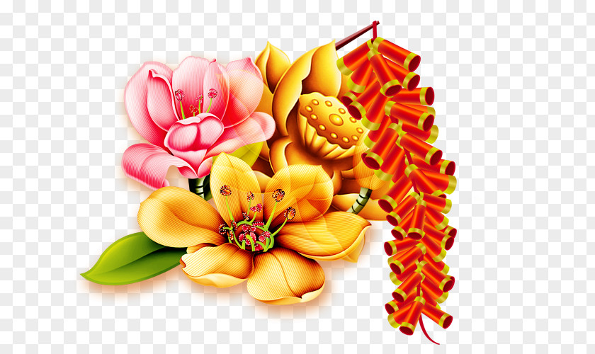 Chinese New Year Decorative Flower Traditional Holidays PNG