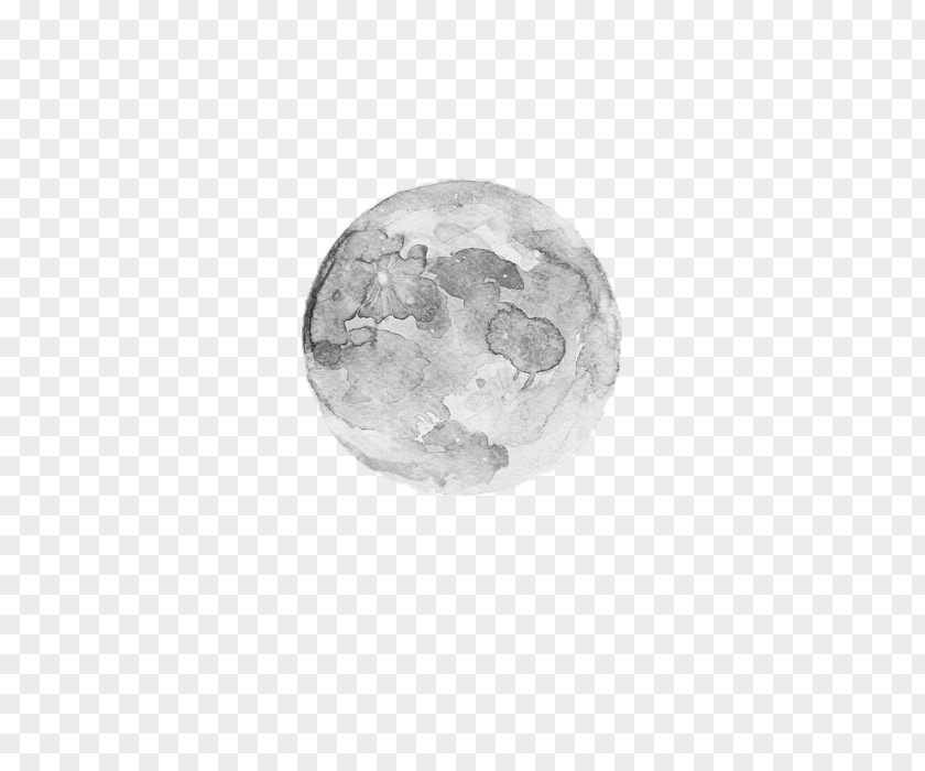 Ink Moon Watercolor Painting Wash PNG