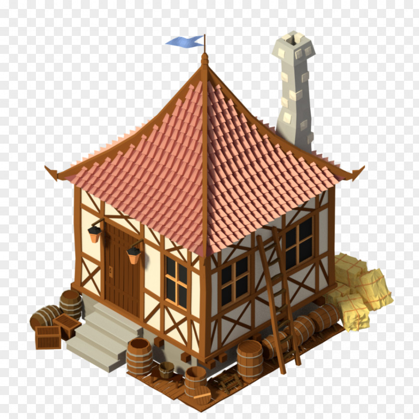 Low Poly House Shed Hut Log Cabin Roof Cottage PNG