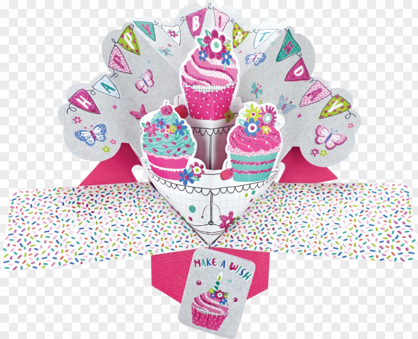 Birthday Cupcake Greeting & Note Cards Pop-up Ad Paper PNG
