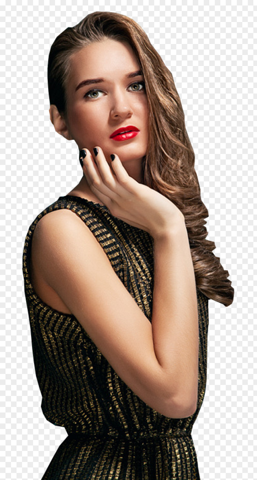 Long Hair Coloring Brown Woman PNG