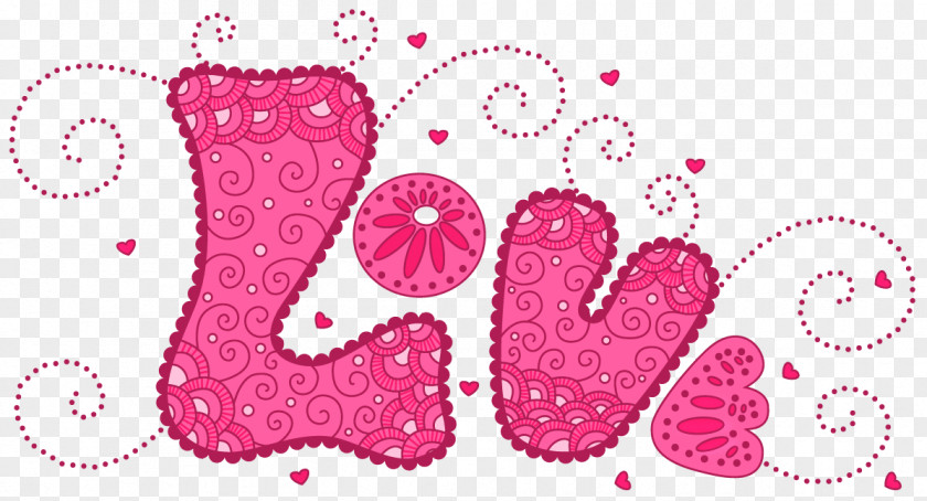 Lovely Text Love Heart Clip Art PNG