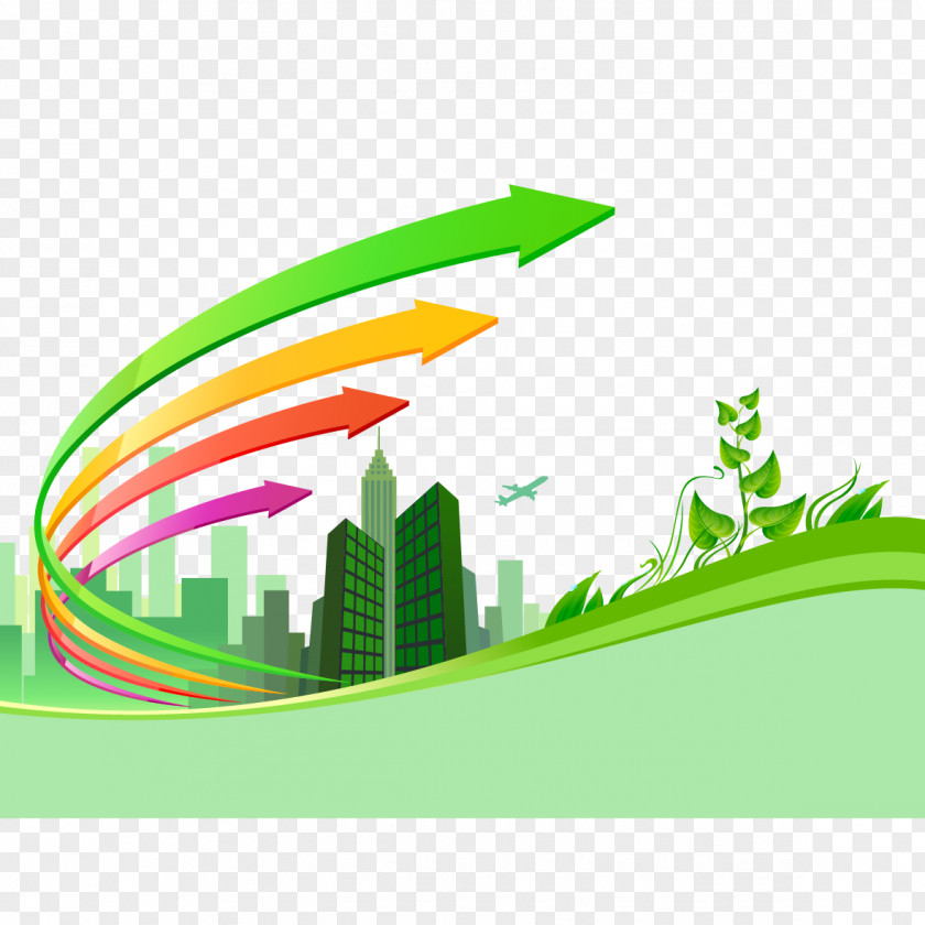 Vector Arrows And Green Building Creativity Royalty-free Brochure PNG