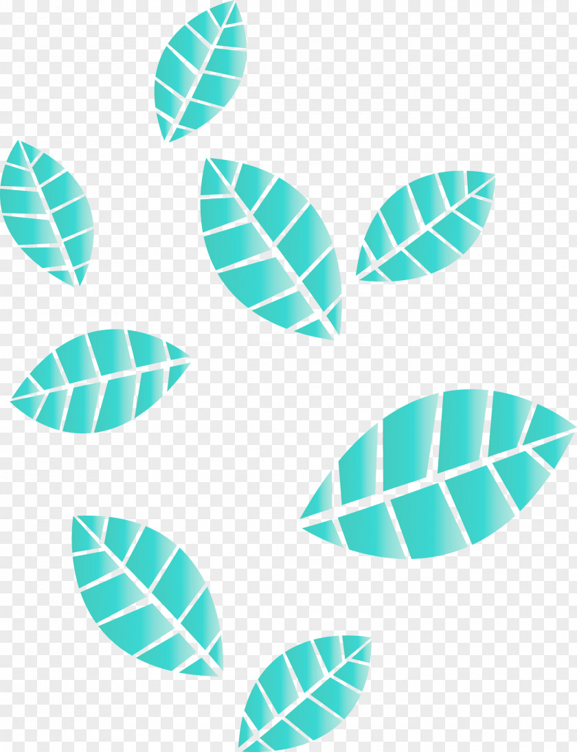 Aqua Turquoise Leaf Teal Pattern PNG
