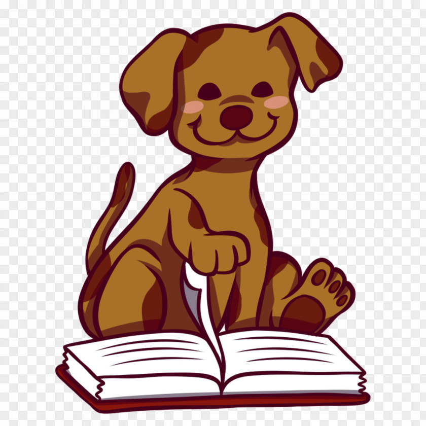 Fawn Companion Dog Reading Cartoon PNG