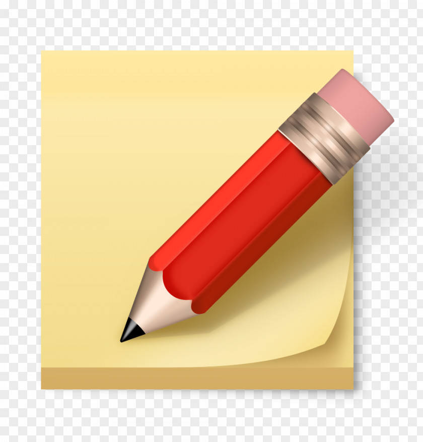 Red Pencil And Book Post-it Note Paper Icon PNG