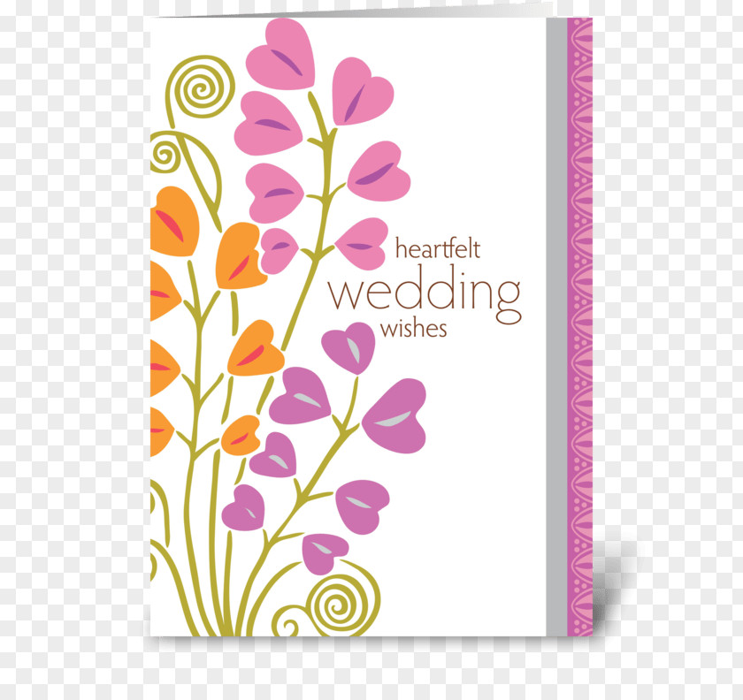 Wedding Greeting Cards Floral Design & Note Wish PNG