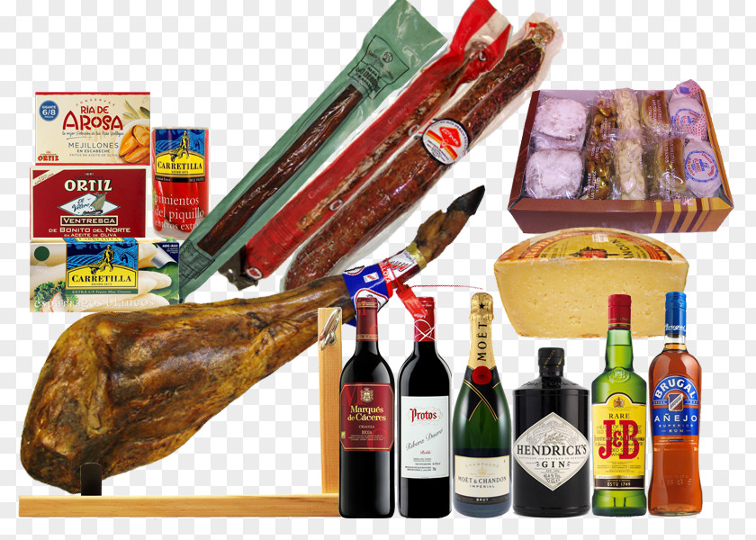 Spanish Ham Wine Cesta De Navidad Liqueur Food PNG