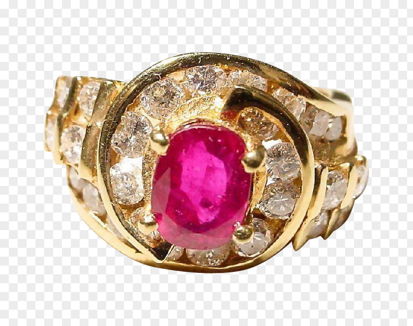 Ruby Ring Diamond Carat Gold PNG