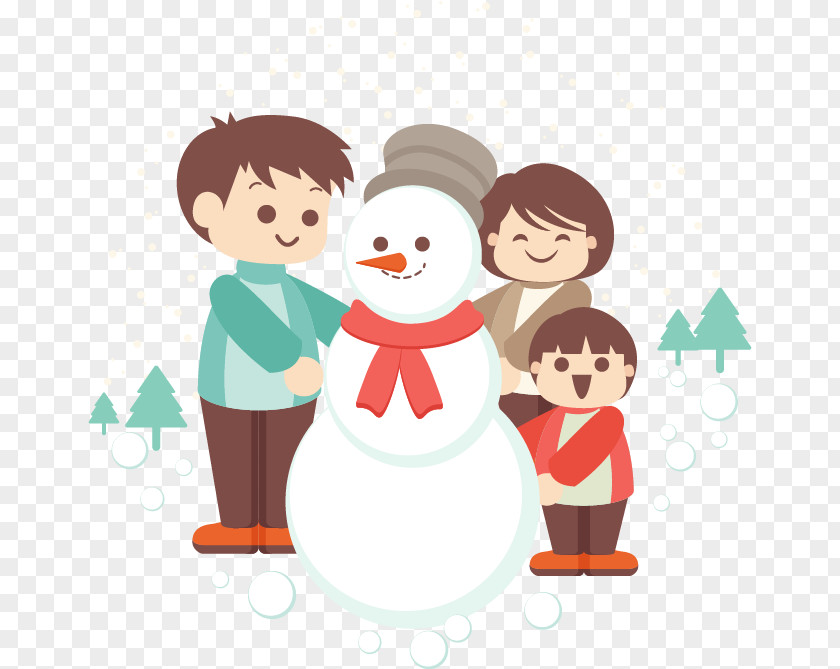 Three People Snowman Download Clip Art PNG