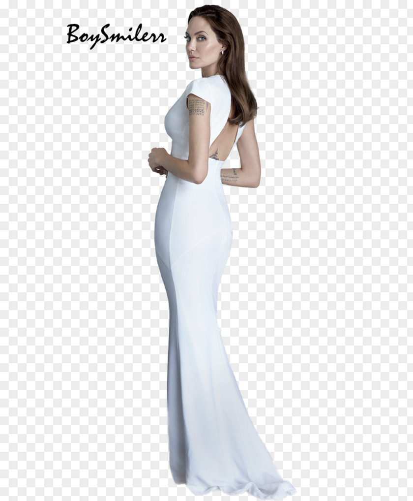 Angelina Jolie Wedding Dress Cocktail Satin Gown Photo Shoot PNG