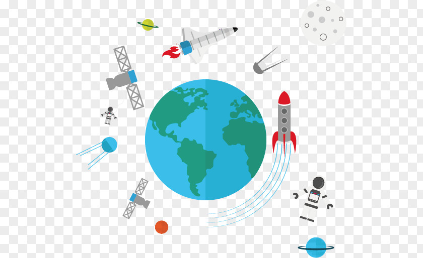Creative Cartoon Spaceship Space And Earth Outer PNG