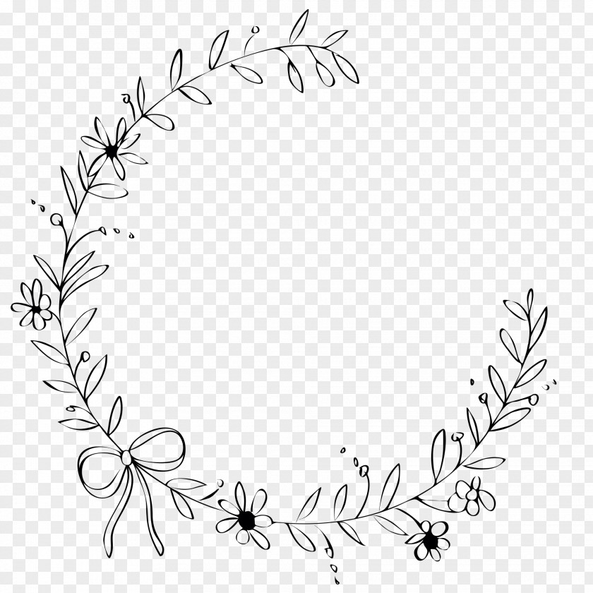 Twig Line Art Flower PNG