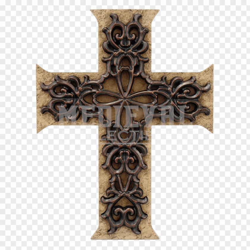 Gothic Celtic Cross Statue Figurine Metal Religion Inch PNG