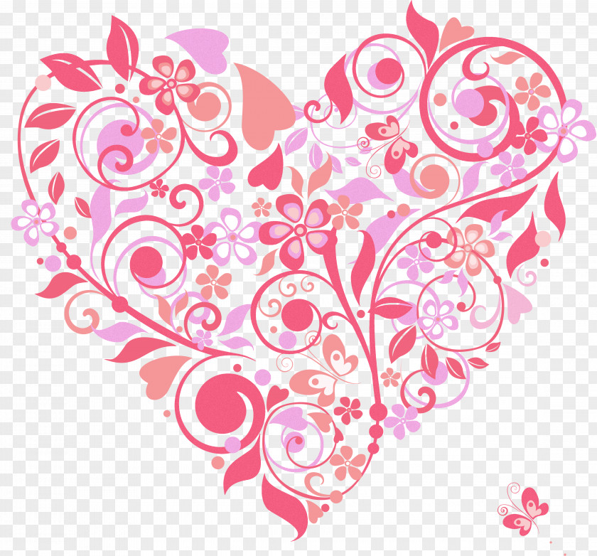 Love Background Heart Flower Pattern PNG