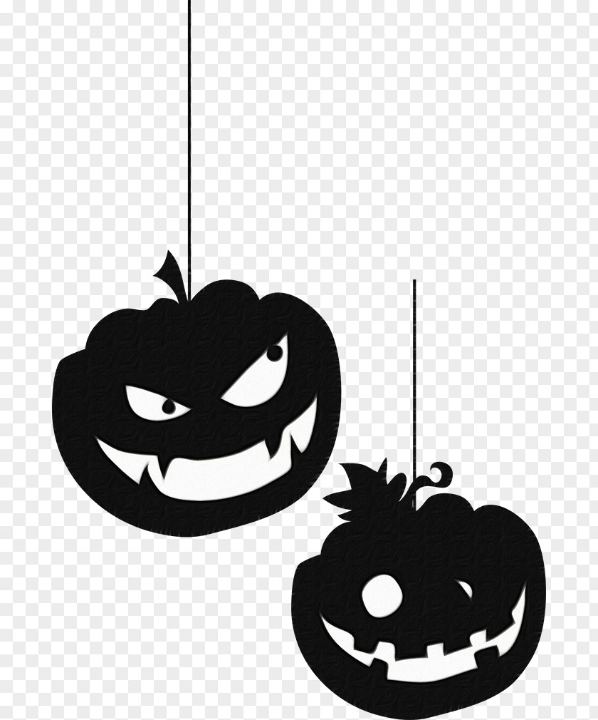 Blackandwhite Ornament Halloween Pumpkin Cartoon PNG