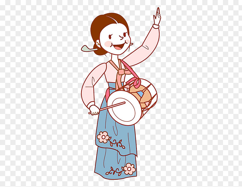 Drumming People Watercolor Painting Cartoon Drums Illustration PNG