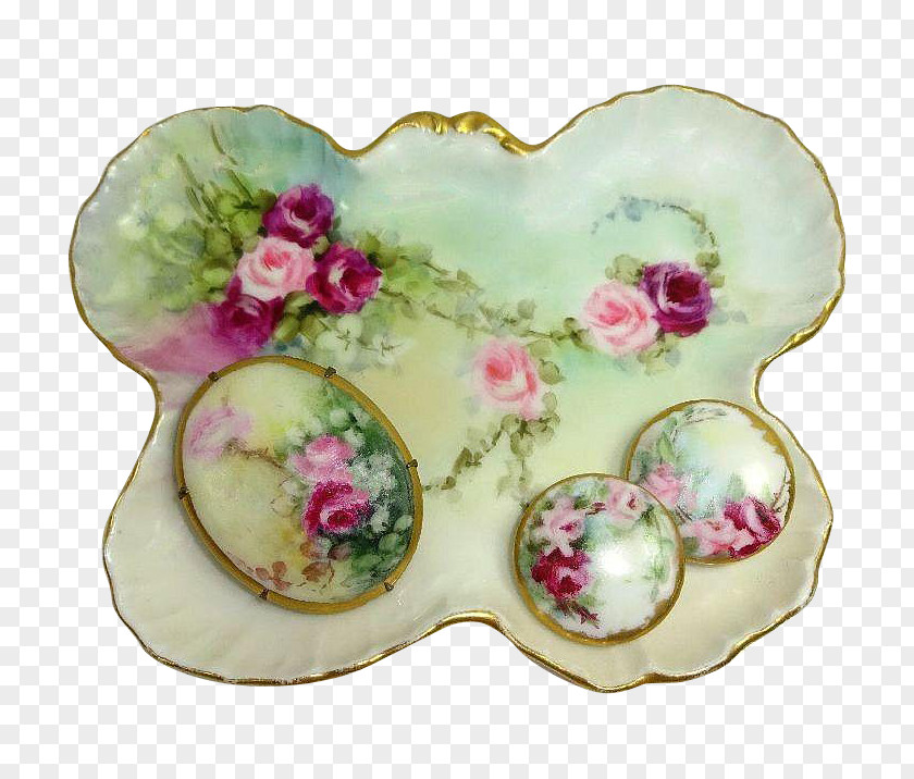 Plate Limoges Porcelain China Painting Rue Jean Pouyat PNG