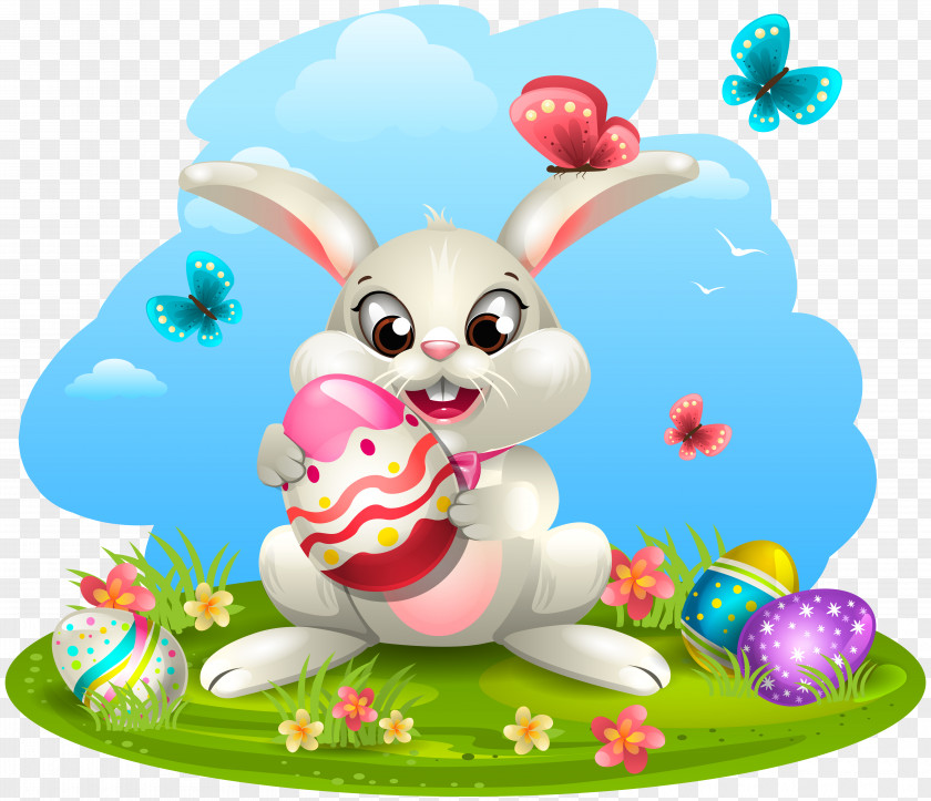 Easter Bunny With Eggs Clipart Image Egg Decorating Clip Art PNG